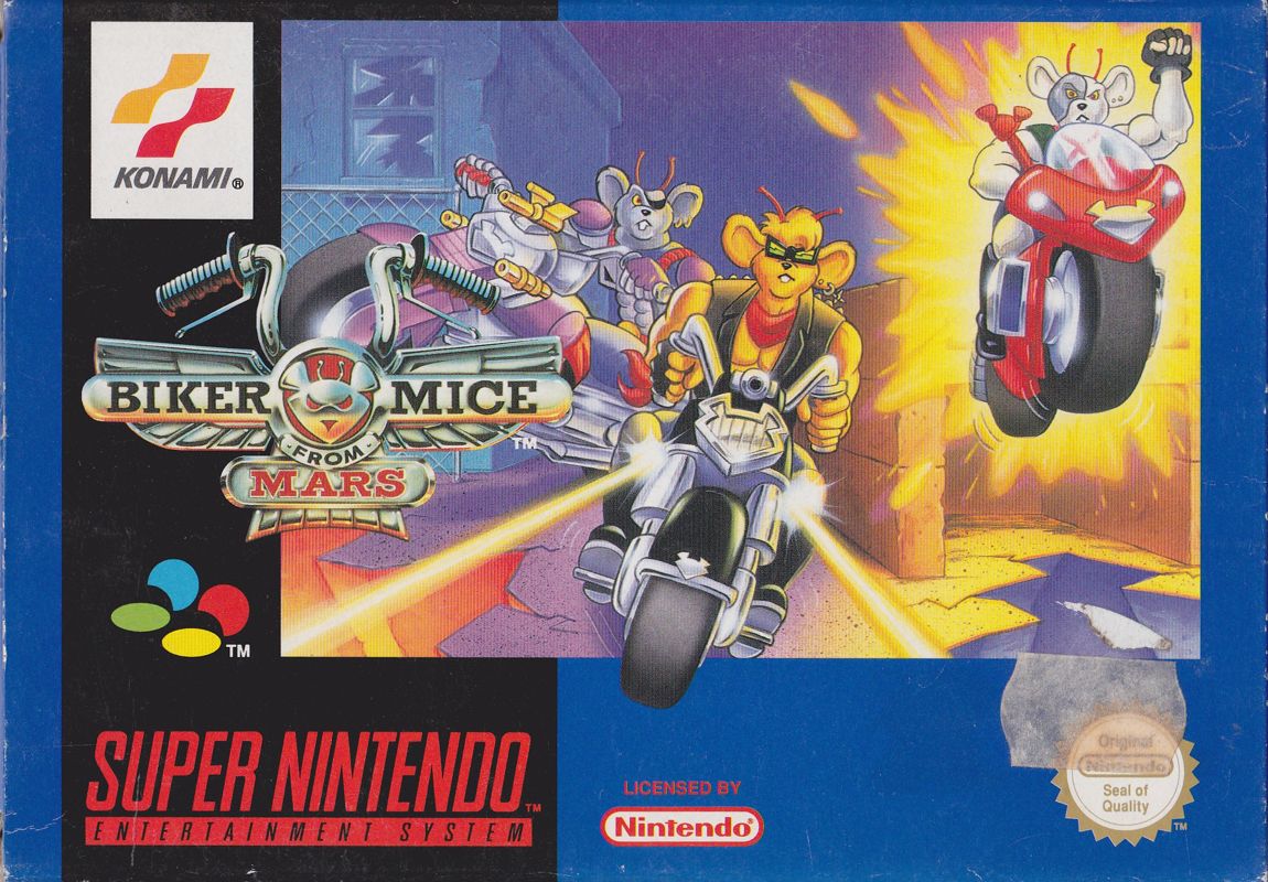 Biker Mice from Mars box art for Super Nintendo